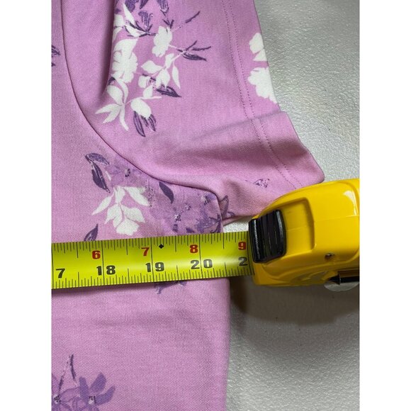 Style & Co Womens Floral Print Short Sleeve Tee 1X Millie Pink Made In Indonesia - Picture 4 of 9